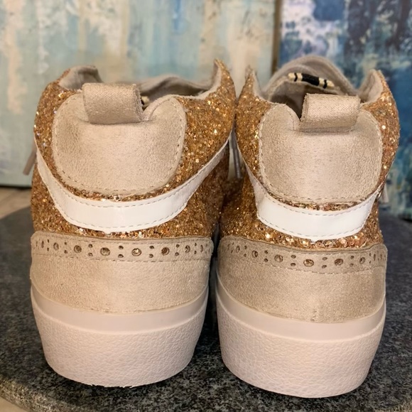 ShuShop shu shop RINA Hi-Top sneakers gold glitter tennis shoes women’s size 6.5 - Picture 11 of 14